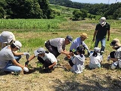 「子供達も一緒にあじさいの苗木植え」の画像