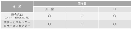 「今までの開庁日（令和6年4月30日まで）」の画像